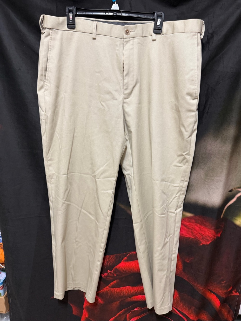Men's Classic Straight-Leg Dress Pants in Beige 40 x 29